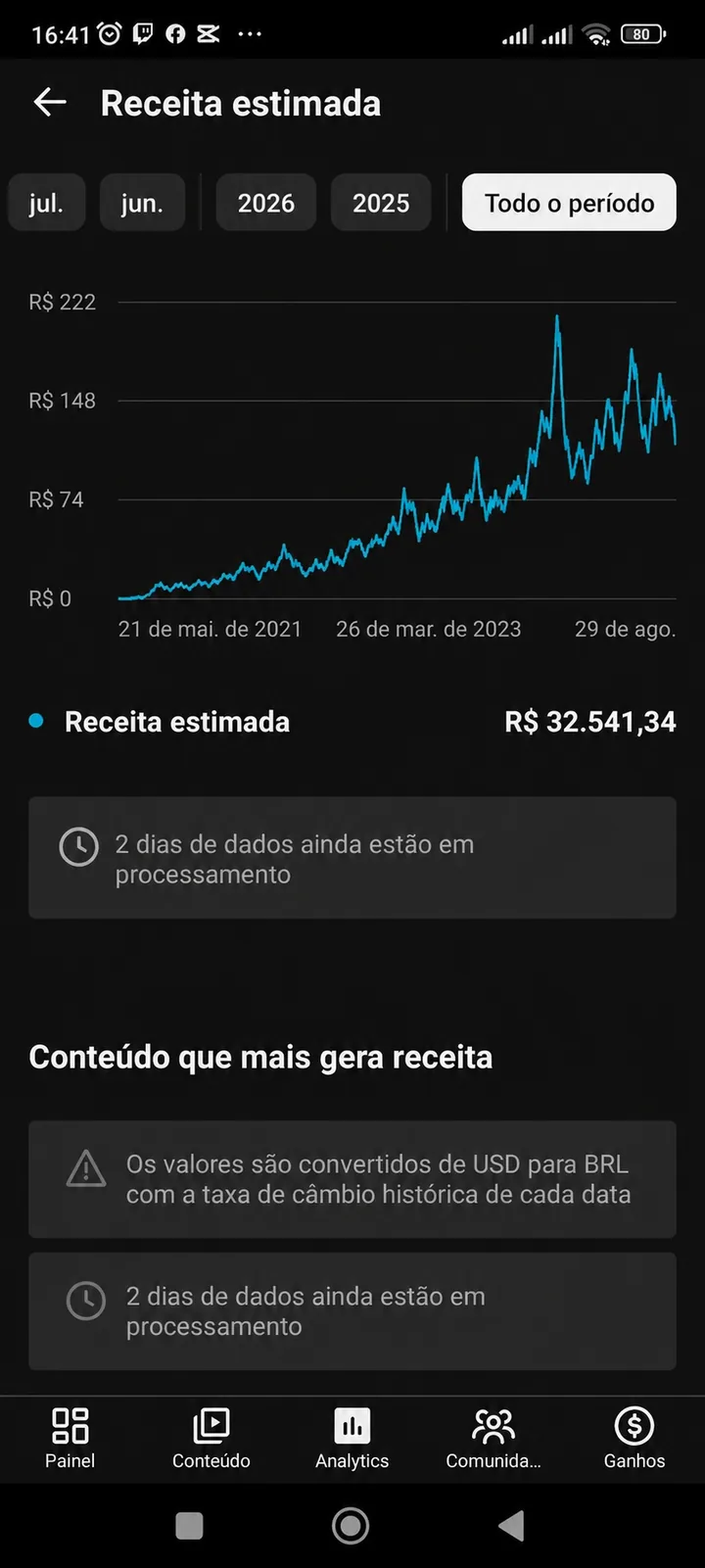 Print de resultado, monetização